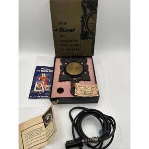 Vintage 1953 Paragon Electric Trivet Cast Iron Copper Colonial Leaf Food Warmer